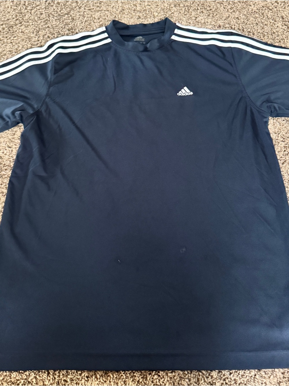 adidas Navy Short-Sleeve Crew with White Shoulder Stripes